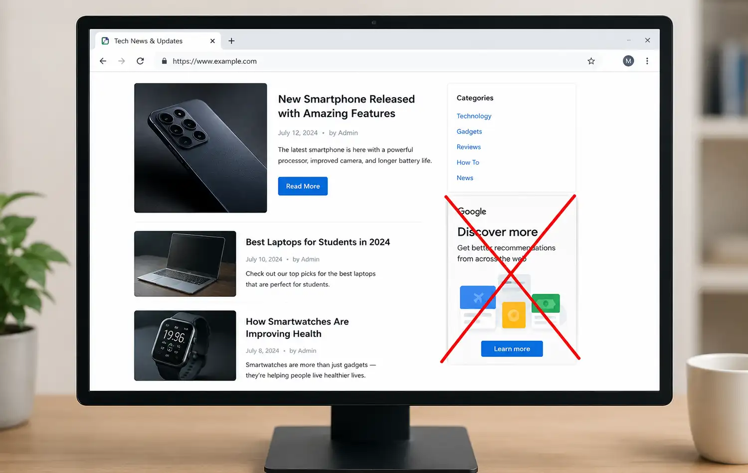 How to disable the “Discover more” on website.